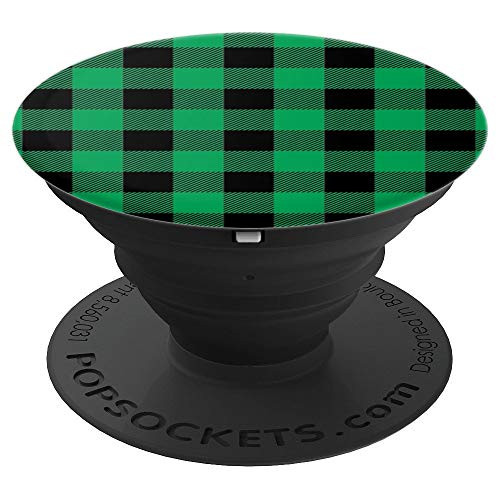 Green and Black Classic Buffalo Plaid Grip With Check Tartan PopSockets Grip and Stand for Phones and Tablets