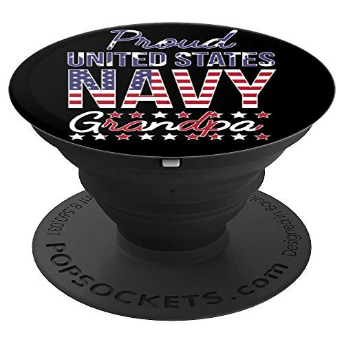 Proud Navy Grandpa US Flag Family PopSockets Grip and Stand for Phones and Tablets