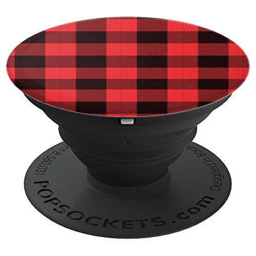 Buffalo Check Plaid Red Pattern PopSockets Grip and Stand for Phones and Tablets