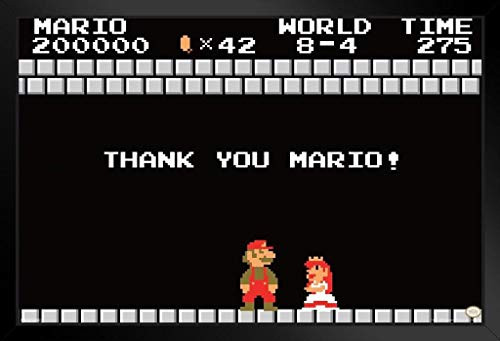 Pyramid America Super Mario Bros Thank You Mario Nintendo Black Wood Framed Art Poster 14x20