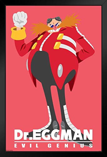 Pyramid America Sonic The Hedgehog Dr Eggman Sega Video Game Gaming Black Wood Framed Art Poster 14x20