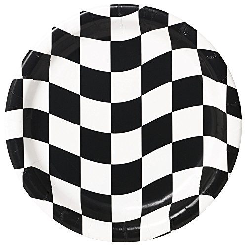 Creative Converting Black and White Check Round Dinner Paper Plates Multicolor