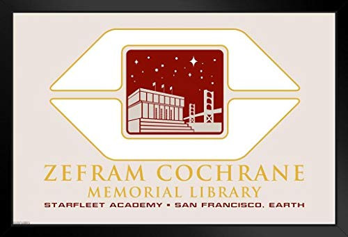 Pyramid America Star Trek Starfeet Academy Zefram Cochrane Library Black Wood Framed Poster 14x20