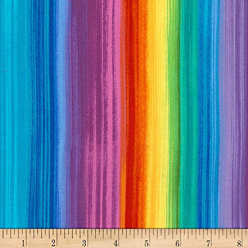 Timeless Treasures 0561315 Butterfly Pavilion Painterly Stripe Bright Fabric by the Yard