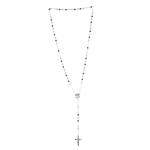 Shop LC Delivering Joy Stainless Steel ION Plated Black Rosary Style Necklace Stylish Jewelry for Women Size 26