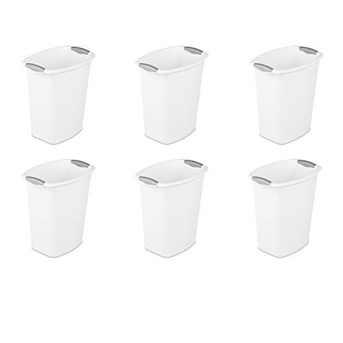 Sterilite 10358006 3 Gallon114 Liter Wastebasket White with Titanium Inserts 6Pack