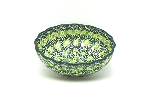 Polish Pottery Bowl  Shallow Scalloped  Small  Irish Meadow