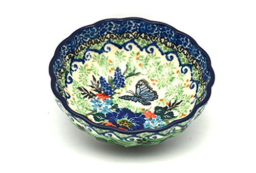 Polish Pottery Bowl  Shallow Scalloped  Small  Unikat Signature U4600