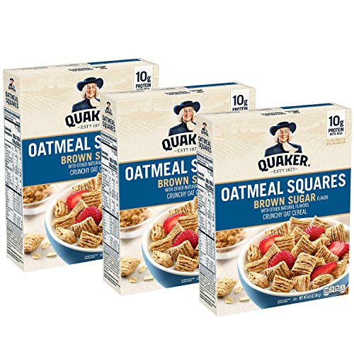 Quaker Oatmeal Squares Breakfast Cereal Brown Sugar 145oz Boxes 3 Pack