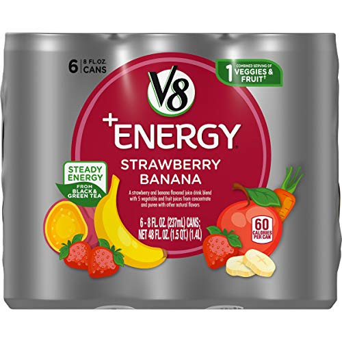 V8 Energy Healthy Energy Drink Natural Energy from Tea Strawberry Banana 8 Fl Oz Can 6 Count Pack of 4 Total of 24 V8 Energy Healthy Energy Drink Natural Energy from Tea Strawberry Banana 8 Fl Oz Can 6 Count Pack of 4 Total of 24