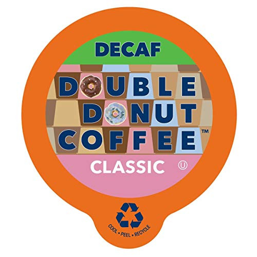 Double Donut Medium Roast Decaf Coffee Pods Classic for Keurig KCup Machines 96 SingleServe Capsules per Box Double Donut Medium Roast Decaf Coffee Pods Classic for Keurig KCup Machines 96 SingleServe Capsules per Box