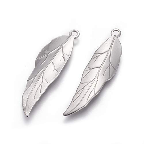 DanLingJewelry 100 pcs 304 Stainless Steel Charms Branch Leaf Charms for Jewelry Making Crafting Accessory 38x95mm