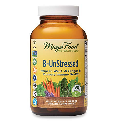 MegaFood BUnStressed Helps Ward Off Fatigue Multivitamin and Herbal Supplement Vegan 90 Tablets 45 Servings FFP