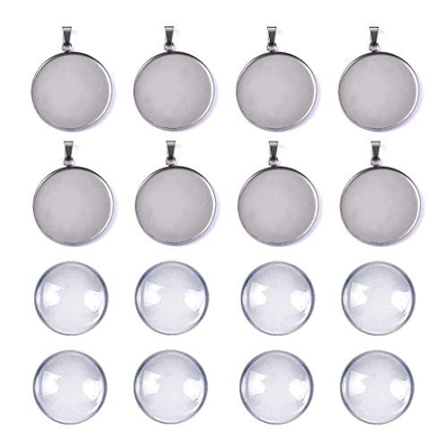 DROLE 60Pcs 20mm Stainless Steel Pendant Trays Kit30Pcs Jewelry Blanks with Pinch Clip Clasp and 30Pcs Glass Cabochons for Jewelry Making DIY Crafts DROLE 60Pcs 20mm Stainless Steel Pendant Trays Kit30Pcs Jewelry Blanks with Pinch Clip Clasp and 30Pcs Glass Cabochons for Jewelry Making DIY Crafts