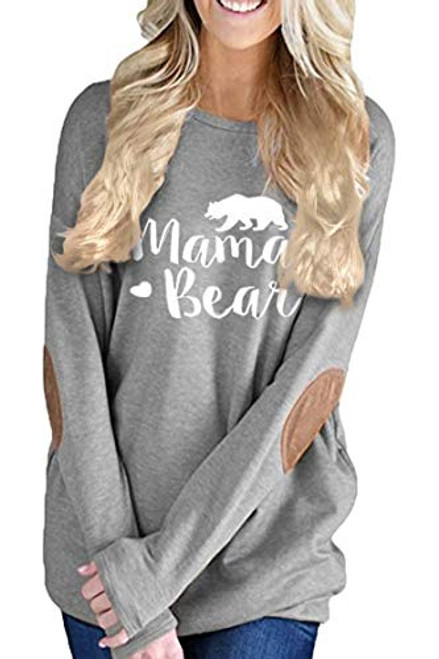 Womens Sweatshirts Mama Bear Long Sleeve Pullover Tshirt Pockets Casual Loose Blouse Tops 3GrayM Womens Sweatshirts Mama Bear Long Sleeve Pullover Tshirt Pockets Casual Loose Blouse Tops 3GrayM