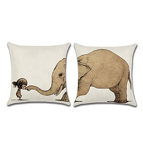 Royalours Adorable Animal Elephant Pillow Covers Cotton Linen Square Decorative Throw Pillow Case Cushion Covers for Home Sofa Couch 18x18 inch Set of 2 Pillowcase 2pack Elephant Royalours Adorable Animal Elephant Pillow Covers Cotton Linen Square Decorative Throw Pillow Case Cushion Covers for Home Sofa Couch 18x18 inch Set of 2 Pillowcase 2pack Elephant