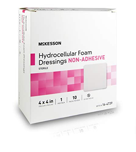 McKesson Foam Dressing 4 X 4 Square No Border Film Backing 164739 10 per Box