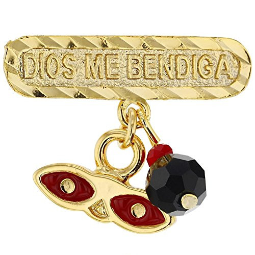 In Season Jewelry 14k Gold Plated Simulated Azabache St Lucy Evil Eye Protection Baby Pin Brooch