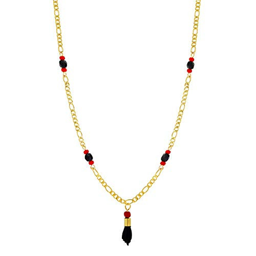 In Season Jewelry 18k Gold Plated Simulated Azabache Evil Eye Protection Necklace Figa Hand 18