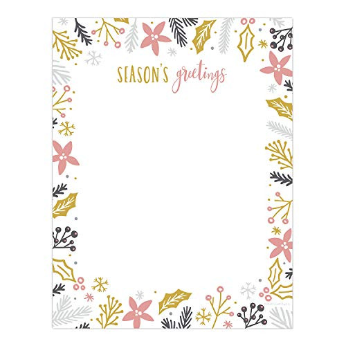 Great Papers Modern Holiday Letterhead  80 Sheets 85 x 11 Gray Pink and Mustard Christmas Paper
