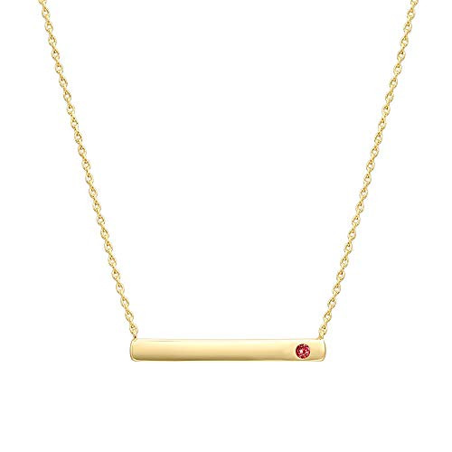 PAVOI 14K Gold Plated Swarovski Crystal Birthstone Bar Necklace  Dainty Necklace  Gold Necklaces for Women  July