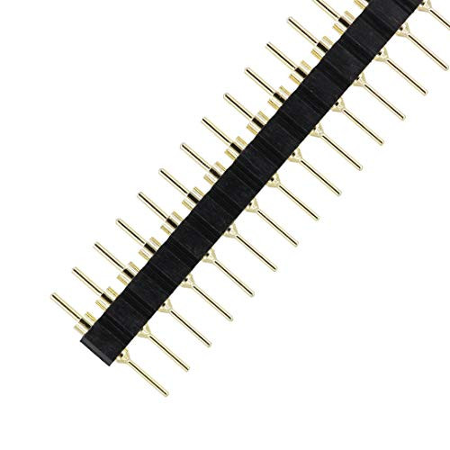 VGS 10 pcs 254mm Gold Plated Male 40 Pin Single Row Straight Round Pin Header Strip
