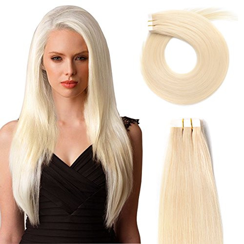 Tape in Hair Extensions Human Hair 20 inch 50gpack 20pcs Seamless Skin Weft Remy Straight Hair 60 Platinum Blonde Tape in Hair Extensions Human Hair 20 inch 50gpack 20pcs Seamless Skin Weft Remy Straight Hair 60 Platinum Blonde
