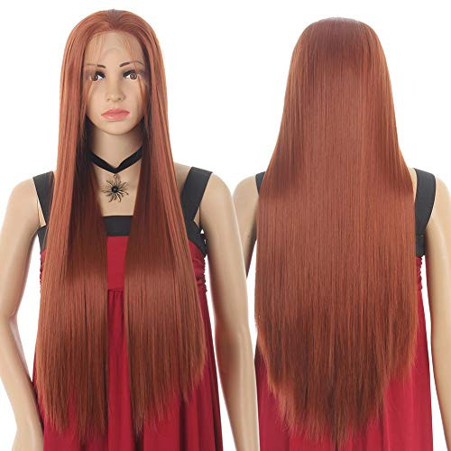 Xtrend 24 Copper Long Straight Synthetic Lace Front Wig For Women Synthetic Straight Wigs Middle Parting Fashion Pre Plucked with Natural Hairline and Baby Hair 30 Xtrend 24 Copper Long Straight Synthetic Lace Front Wig For Women Synthetic Straight Wigs Middle Parting Fashion Pre Plucked with Natural Hairline and Baby Hair 30
