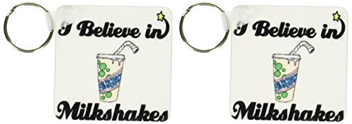 3dRose I Believe In Milkshakes - Key Chains, 2.25 x 4.5 inches, set of 2 (kc_105353_1)