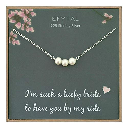 EFYTAL Bridesmaid Gifts 925 Sterling Silver Cultured Freshwater Pearl Necklace for Bridesmaids Bridal Party Gift from Bride Wedding Pendant Jewelry for Women EFYTAL Bridesmaid Gifts 925 Sterling Silver Cultured Freshwater Pearl Necklace for Bridesmaids Bridal Party Gift from Bride Wedding Pendant Jewelry for Women
