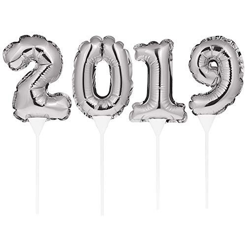 Creative Converting 2019 New Years Balloon Cake Toppers One Size Silver
