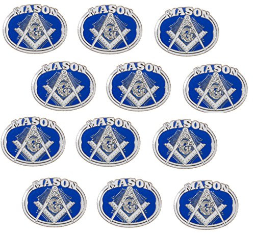 Masonic Freemason Oval Emblem with Square and Compass Lapel Hat Pin 12 Pins