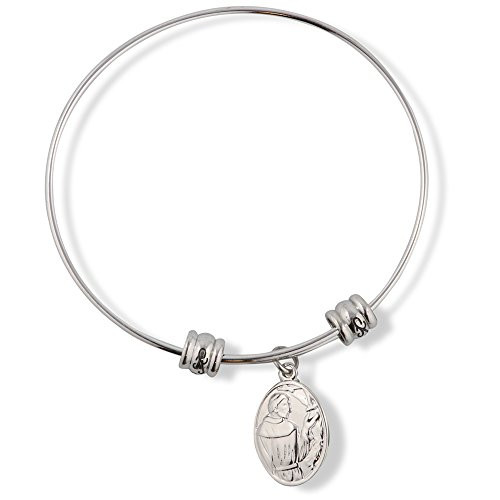 Saint Francis Medal  St Francis of Assisi Medal Stainless Steel Bracelet Bangle of Saint Francis Heroes Jewelry for Dog Owners and Animal Owners a Great St Francis Medal for Women or Men