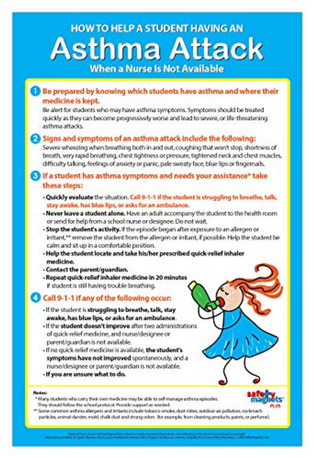 Asthma Attack Poster  How to Help a Student Having an Asthma Attack Quick Reference  Posters for School Nurse  School Health Room Posters  Health Office Posters  12 x 18 Laminated