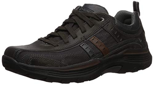 Skechers Mens EXPENDEDMANDEN Leather LACE UP Oxford Charcoal 13 Medium US