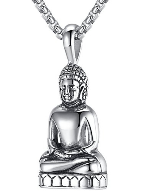 LineAve Mens Stainless Steel Meditation Buddha Pendant Necklace 23 2 Ext 7a0005 LineAve Mens Stainless Steel Meditation Buddha Pendant Necklace 23 2 Ext 7a0005