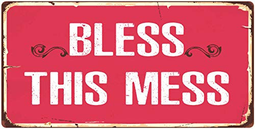 StickerPirate 832HS Bless This Mess 5x10 Aluminum Hanging Novelty Sign