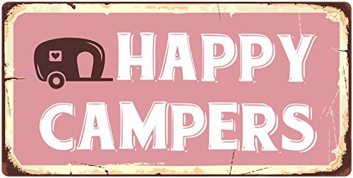 StickerPirate 887HS Happy Campers 5x10 Aluminum Hanging Novelty Sign