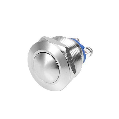 uxcell Momentary Metal Push Button Switch 22mm Mounting Dia 5A 2 Screw Terminals Round Head