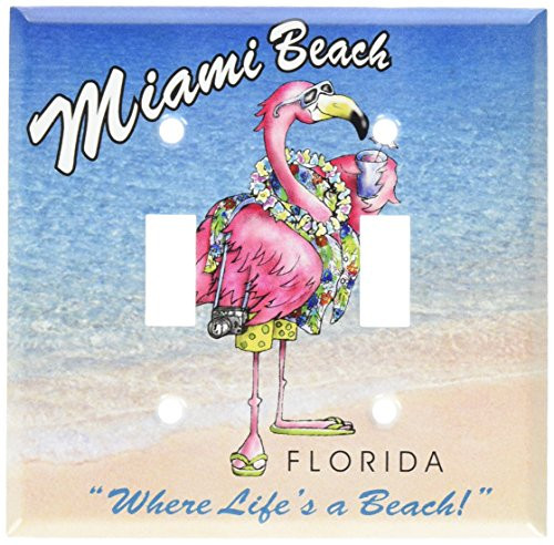 Art Plates - Miami Flamingo - His Switch Plate - Double Toggle