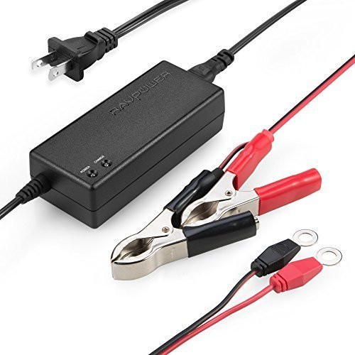 Trickle Charger RAVPower Car Battery Charger 12V 1.5A SLA Sealed Lead Acid Maintainer 2x Faster Charging with Detachable Alligator and Ring Clips