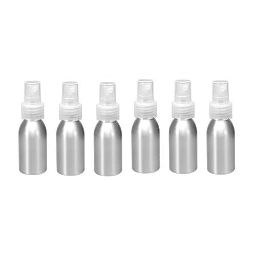 uxcell 6pcs 1oz30ml Aluminium Spray Bottle with Clear Fine Mist Sprayer Empty Refillable Container Travel Bottle for Kitchen Bathroom or Plants Water Sprayer