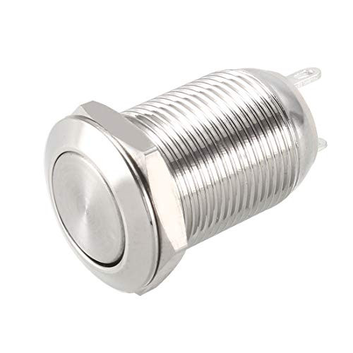 uxcell Latching Metal Push Button Switch Flat Head 12mm Mounting Dia 1NO AC250V 2A