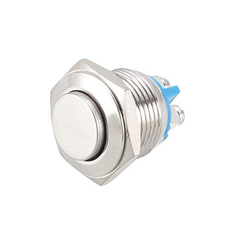 uxcell Momentary Metal Push Button Switch High Head 16mm Mounting 1NO AC 250V 3A