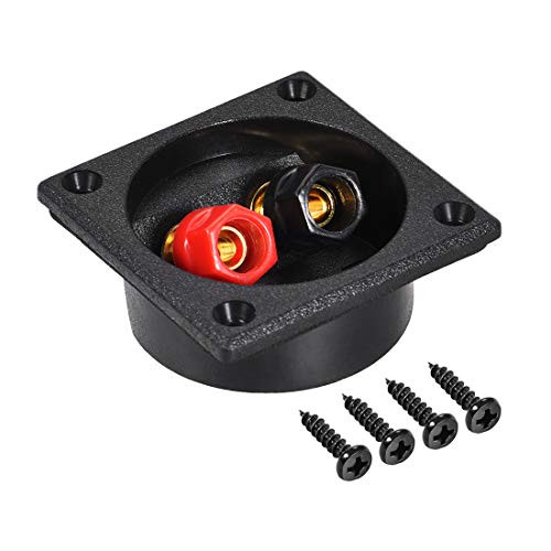 uxcell 2Way Square Speaker Box Terminal Binding Post Stereo Screw Cup Connectors Subwoofer Plugs Black 1pcs