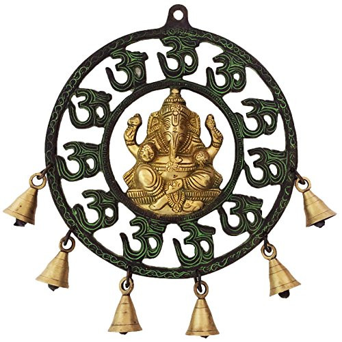 Aakrati Wall Hanging Double Finish Om Ganesh with Bells  Religious Hindu Lord Metal Brass Wind Chimes