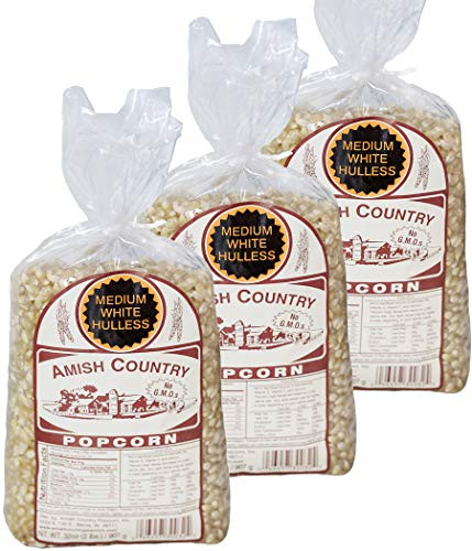 Amish Country Popcorn  3  2 lb Bags  Medium White Popcorn Kernels  Old Fashioned with Recipe Guide 3  2 lb Bags