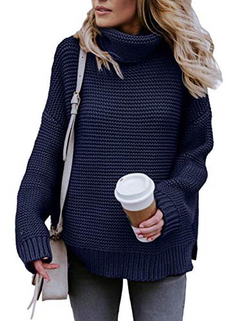 Asvivid Womens Turtleneck Knit Sweater Winter Warm Soft Pullover Sweater Trendy Solid Long Sleeve Ladies Loose Jumper Tops Plus Size XL Blue Asvivid Womens Turtleneck Knit Sweater Winter Warm Soft Pullover Sweater Trendy Solid Long Sleeve Ladies Loose Jumper Tops Plus Size XL Blue