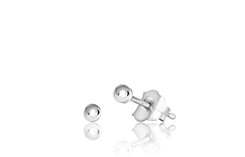 Premium Sterling Silver Ball Stud Earrings with 5mm Backings 2mm