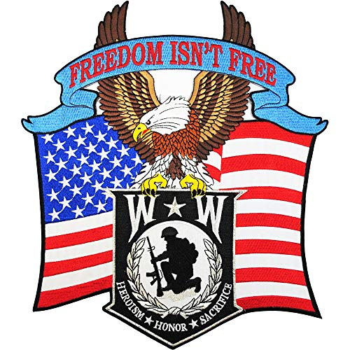 United States Military and Armed Forces Wounded Warrior American Flag and Eagle Embroidered 12 ExtraLarge Patch